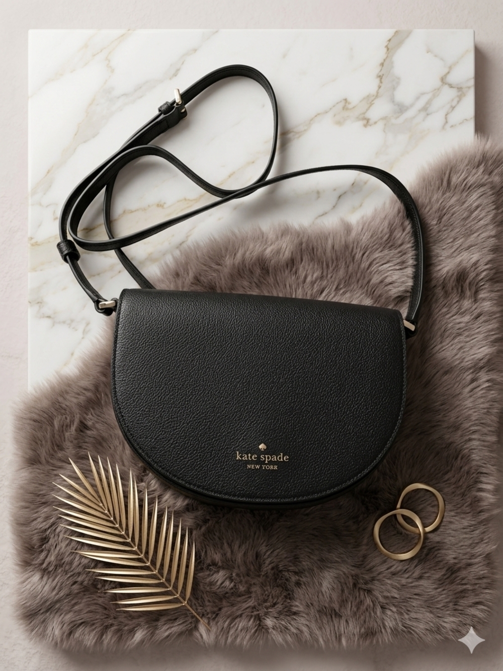 kate spade Black Pebbled Leather Half-Moon Crossbody